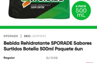 Bebida Rehidratante SPORADE Sabores Surtidos – 6 Pack