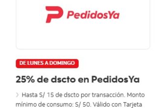 25% de descuento en PedidosYa