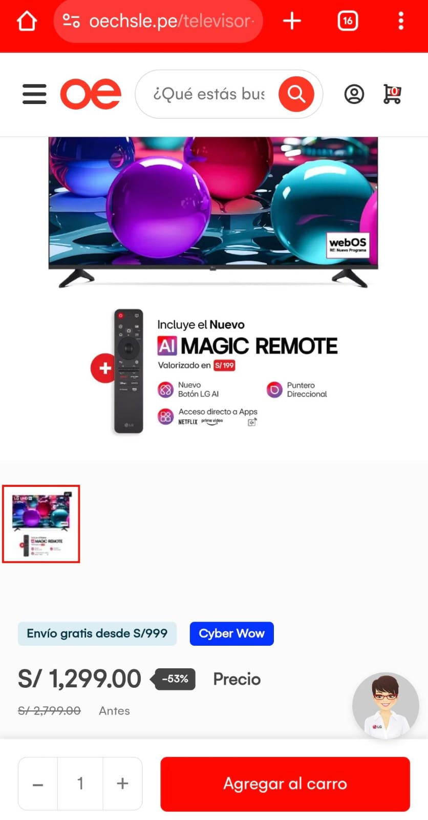 ¡Gran oferta! Televisor LG 65″ UHD 4K con Magic Remote