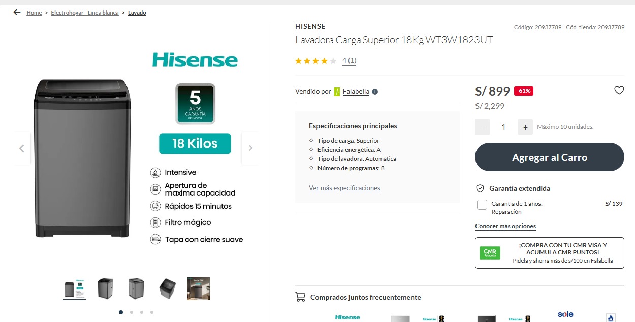 Lavadora Carga Superior 18Kg Hisense – Oferta Especial