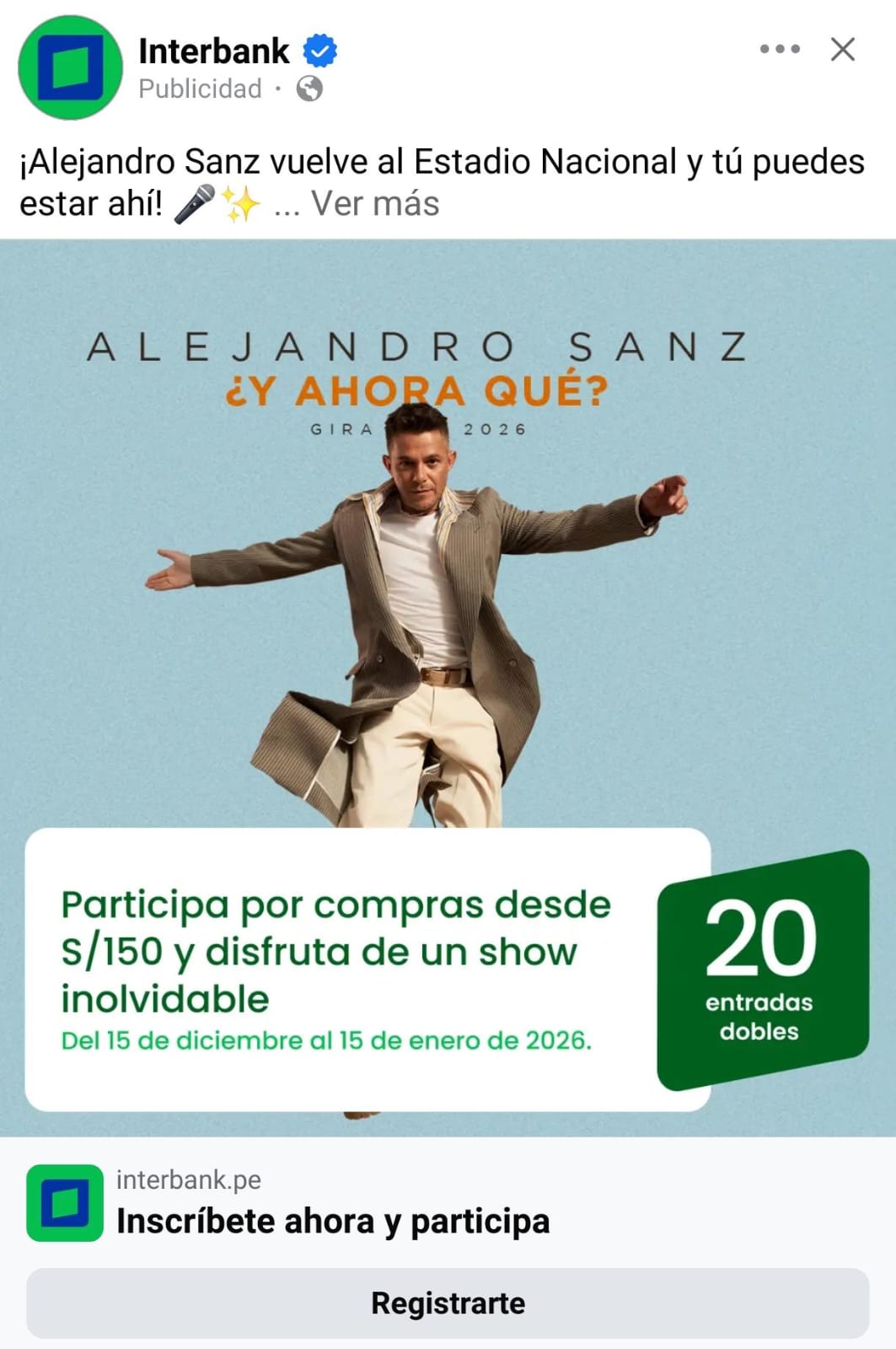 ¡Alejandro Sanz vuelve al Estadio Nacional!