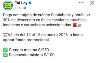 30% de Descuento en Útiles Escolares con Scotiabank