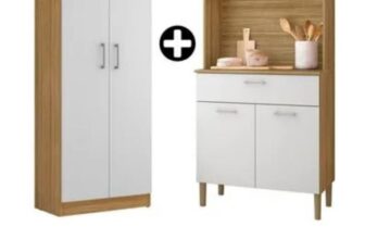 Combo Orange: Mueble Alacena de Cocina Orion 74cm y Mueble Despensero Orion 61cm