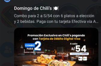 Domingo de Chili’s: Combo para 2 a S/54 🍽️