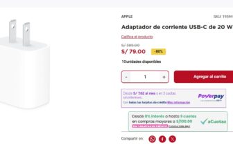 ¡Adapter USB-C de 20W a S/79! ⚡
