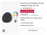 Oferta Relámpago: Echo Pop con Bombilla Inteligente Tapo TP-Link