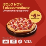 ¡Promoción de Pizza Hut! Pizza Mediana a S/.6.90