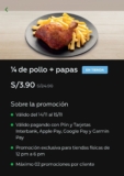 Promoción ¼ de pollo + papas