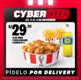 Cyber Week en KFC: 12 Hot Wings + 2 Papas + 1 Gaseosa por S/29.90