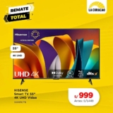 Remate Total: Hisense Smart TV 55″ 4K UHD