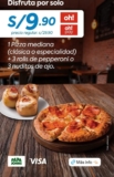 Disfruta de una deliciosa pizza y más por solo S/9.90