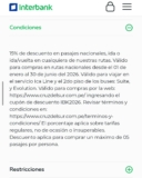 Descuento del 15% en pasajes nacionales